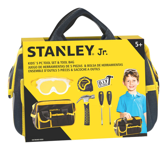 STANLEY JR KIDS REAL 5 PIECE TOOL SET & TOOL BAG