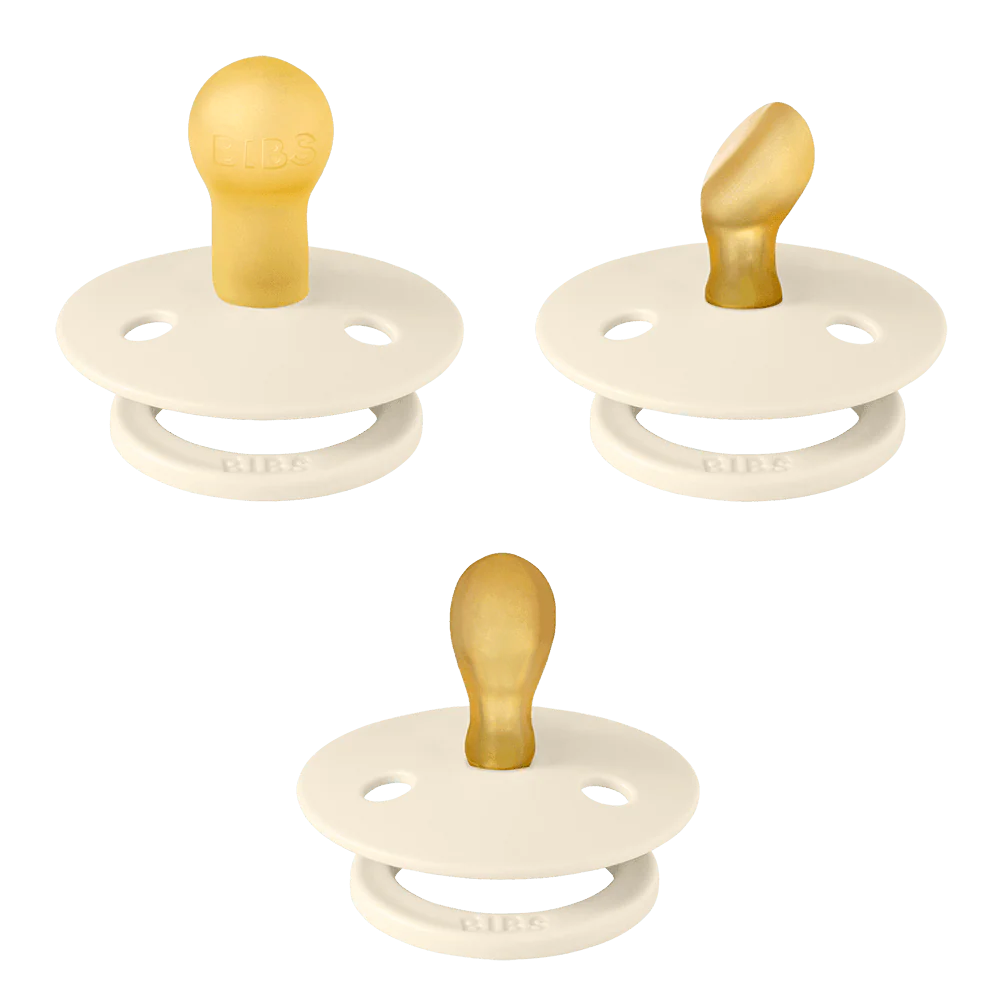 BIBS DUMMIES 81340 SIZE 1 TRY-IT NATURAL RUBBER ROUND ANTOMICAL SYMMETRICAL IVORY