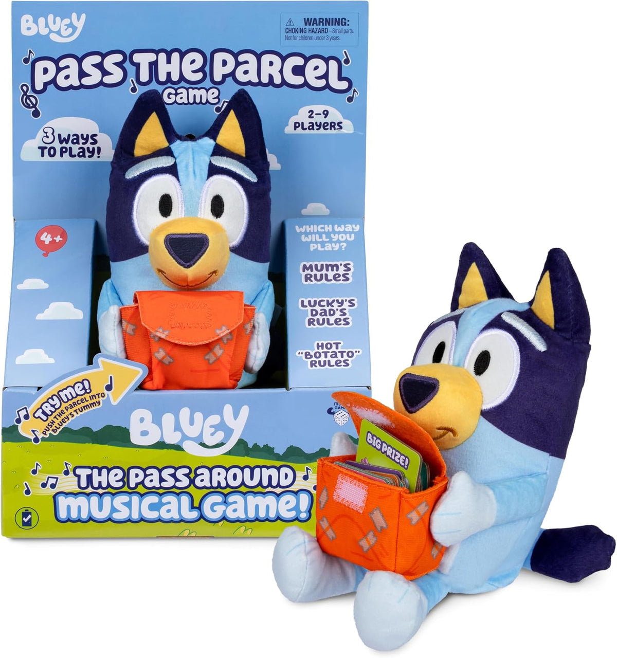 BLUEY 91591 BLUEY PASS THE PARCEL MUSICAL GAME SOFT TOY