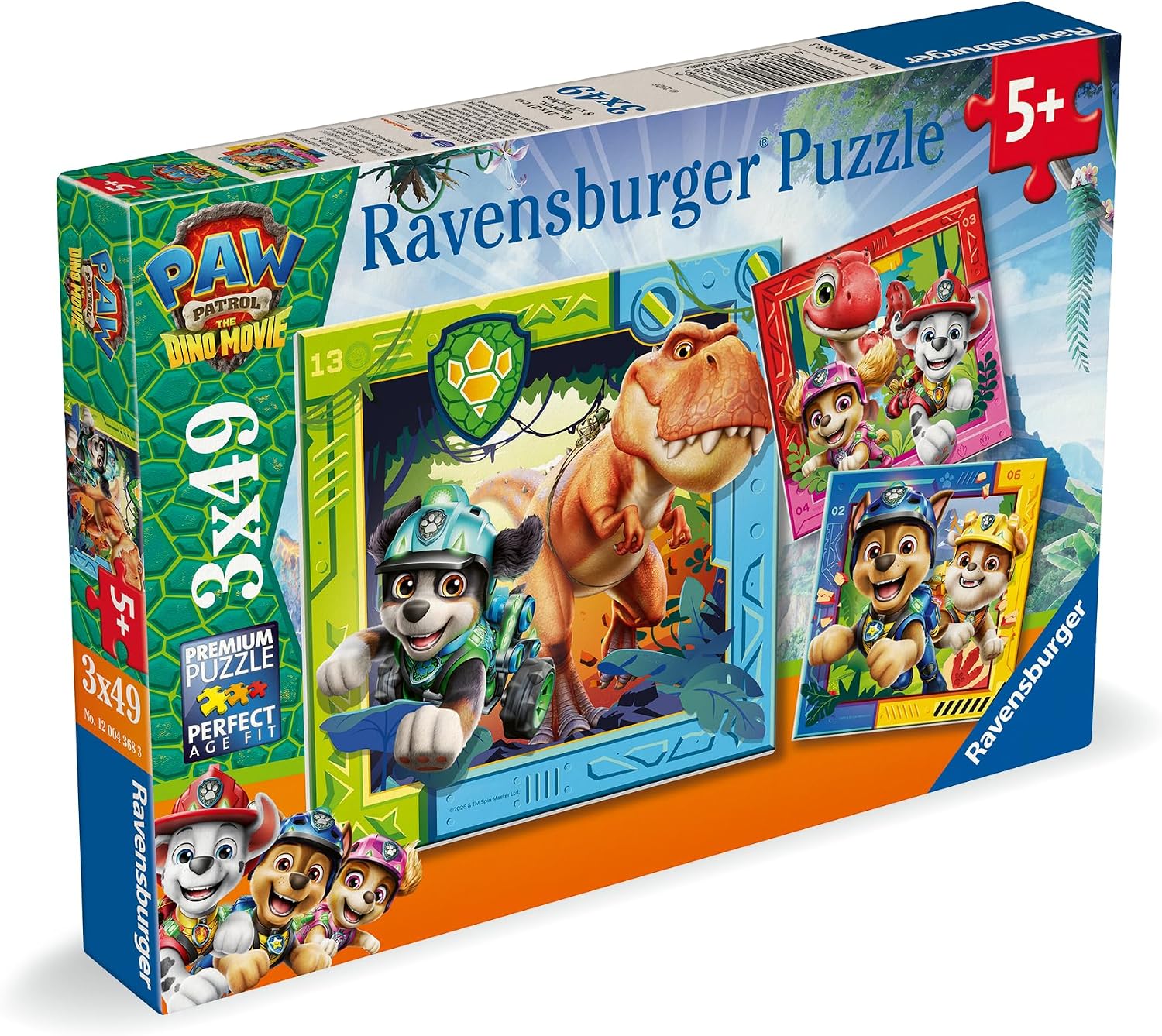 RAVENSBURGER 04368 PAW PATROL THE DINO MOVIE 3X49 PIECE PUZZLE