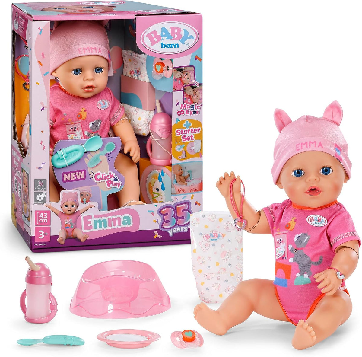 BABY BORN 839966 EMMA 43CM CLICK & PLAY DOLL