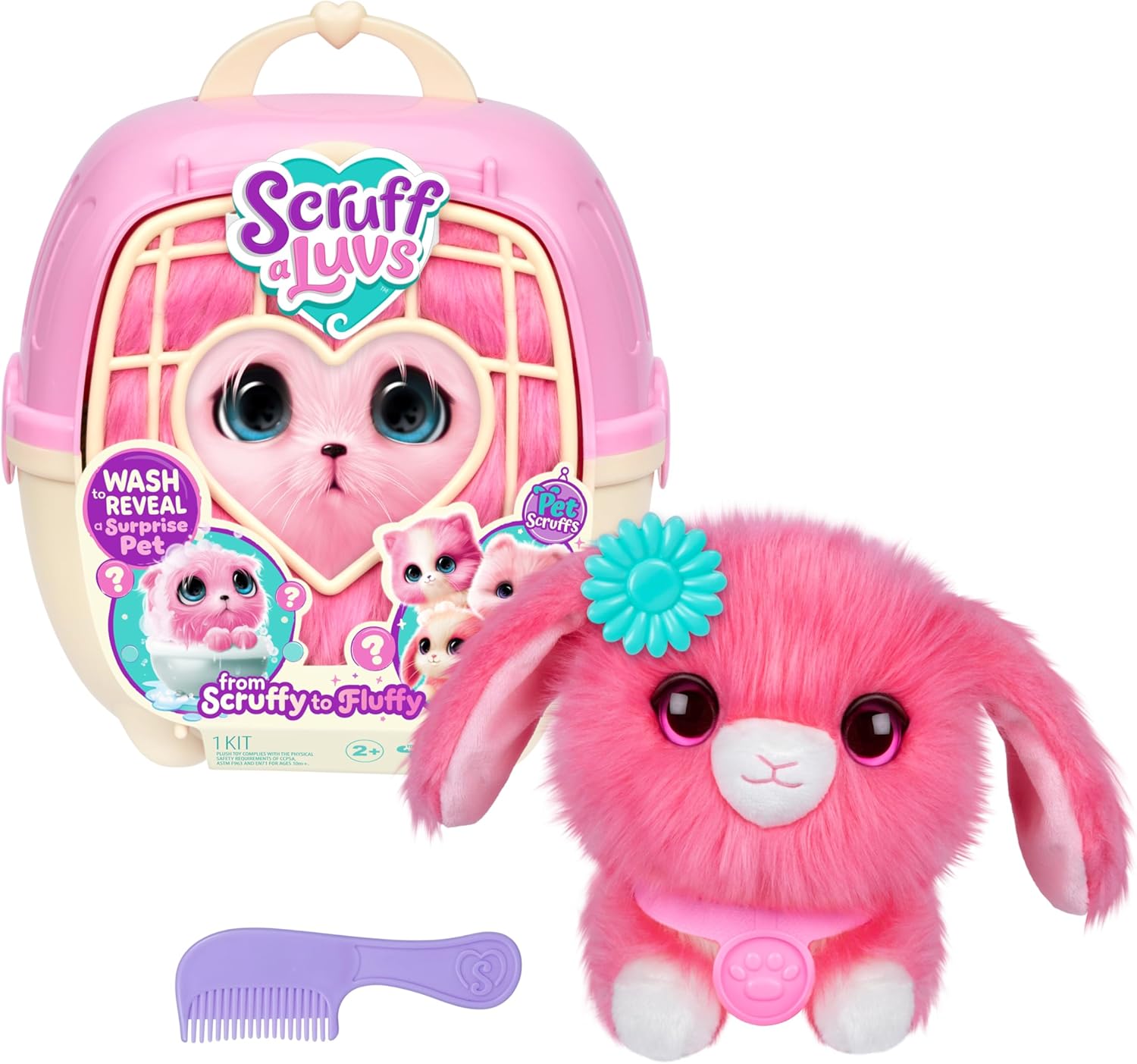 SCRUFF A LUVS 30326 SCRUFFY TO FLUFFY SINGLE PET PINK (ASSORTED DESIGNS, PICKED AT RANDOM)