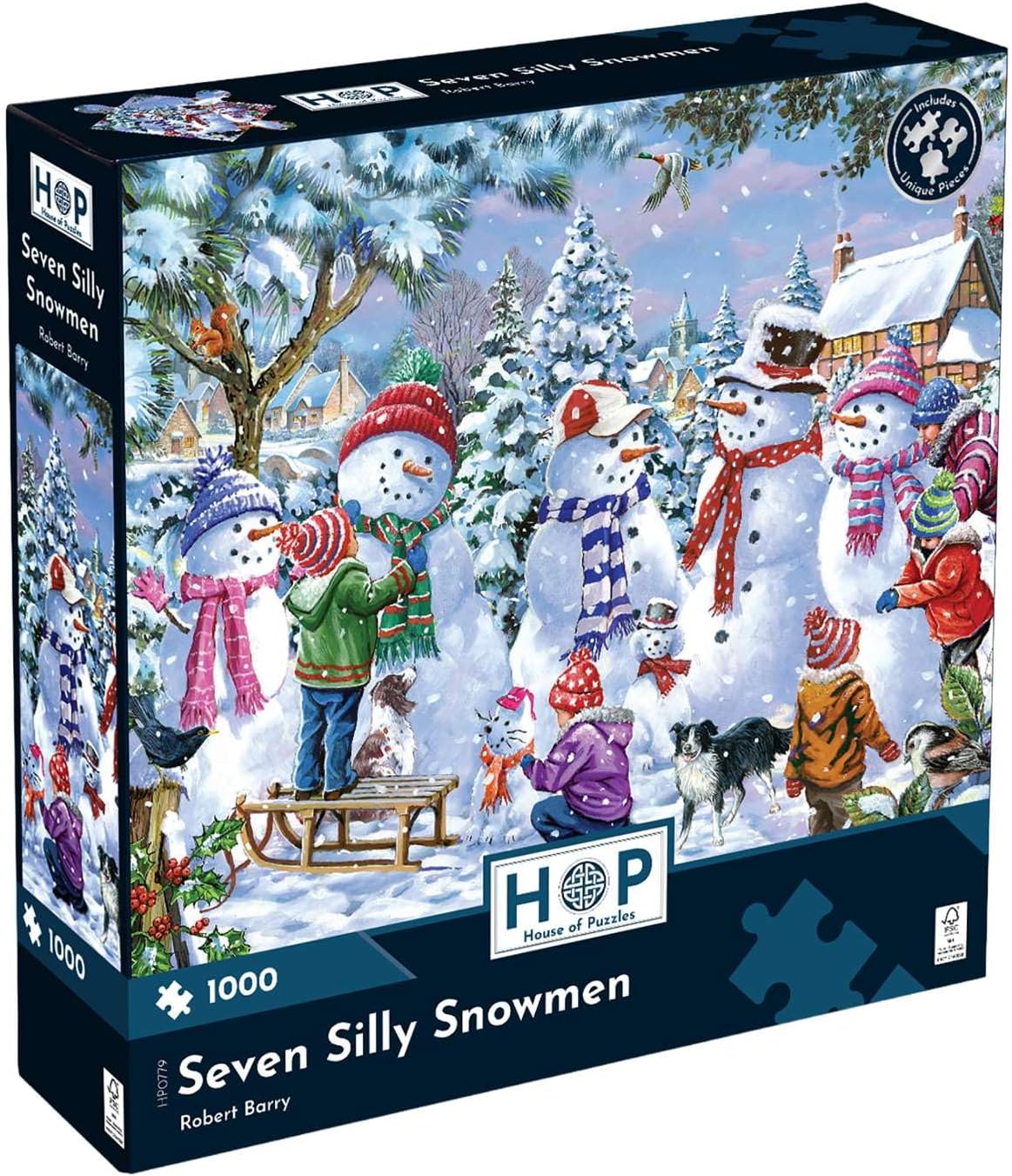 HOUSE OF PUZZLES HP0779 SEVEN SILLY SNOWMEN 1000 PIECE PUZZLE