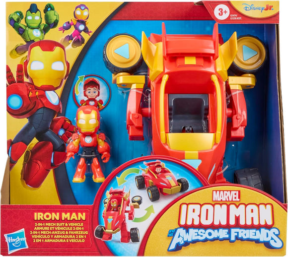 MARVEL G1474 IRON MAN AND HIS AWESOME FRIENDS 2 IN 1 MECH SUIT & VEHICLE