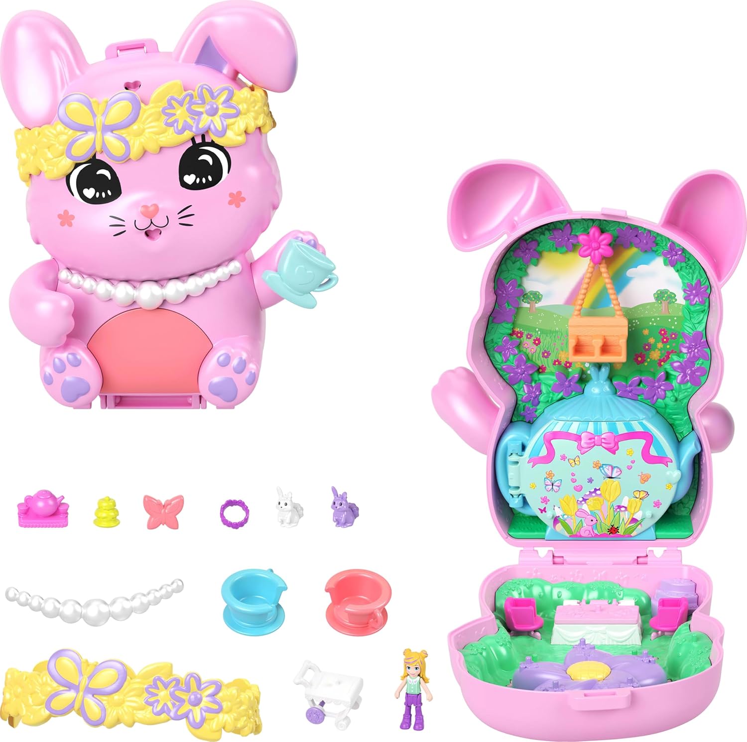 POLLY POCKET JCR40 BIG WORLD TEA PARTY BUNNY PLAYSET
