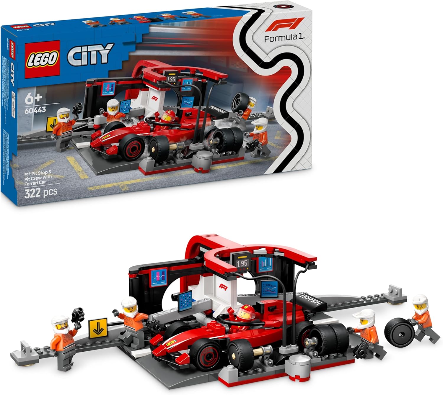 LEGO CITY 60443 CITY F1 PIT STOP AND PIT CREW WITH FERRARI CAR