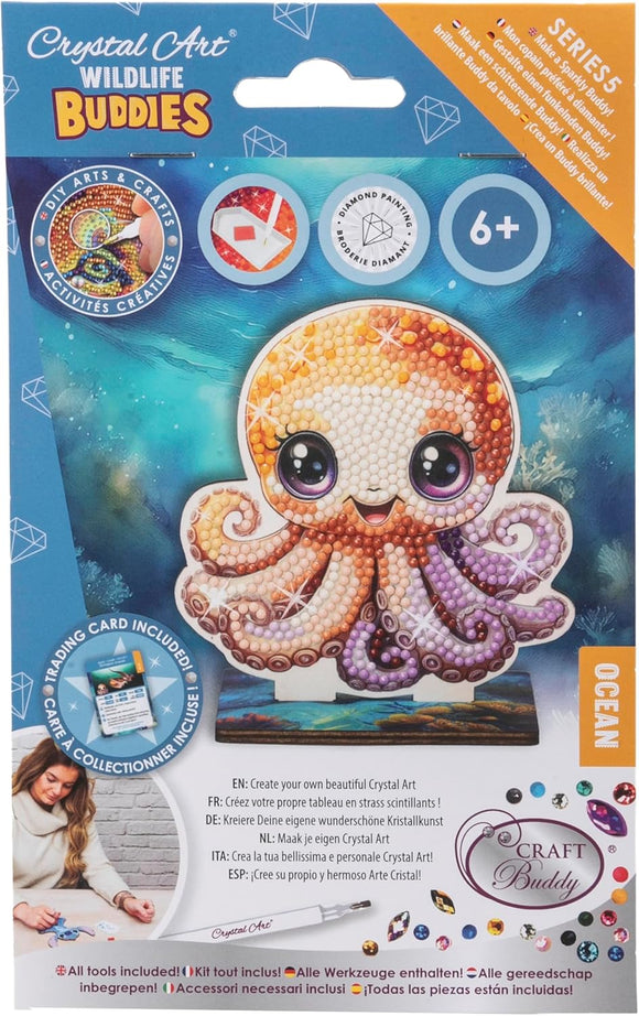 CRAFT BUDDY CAFGR-31GEN047 WILDLIFE OCEAN OCTOPUS CRYSTAL ART BUDDIES