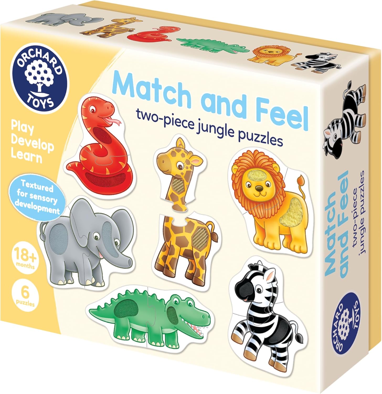 ORCHARD TOYS 133 MATCH AND FEEL JUNGLE TWO PIECE PUZZLES