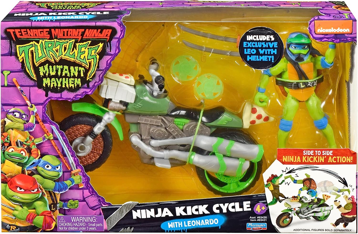 ** SALE ** TEENAGE MUTANT NINJA TURTLES MUTANT MAYHEM 83431 NINJA KICK CYCLE WITH LEONARDO