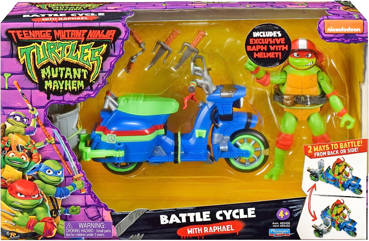 ** SALE ** TEENAGE MUTANT NINJA TURTLES MUTANT MAYHEM 83432 BATTLE CYCL;E WITH RAPHAEL