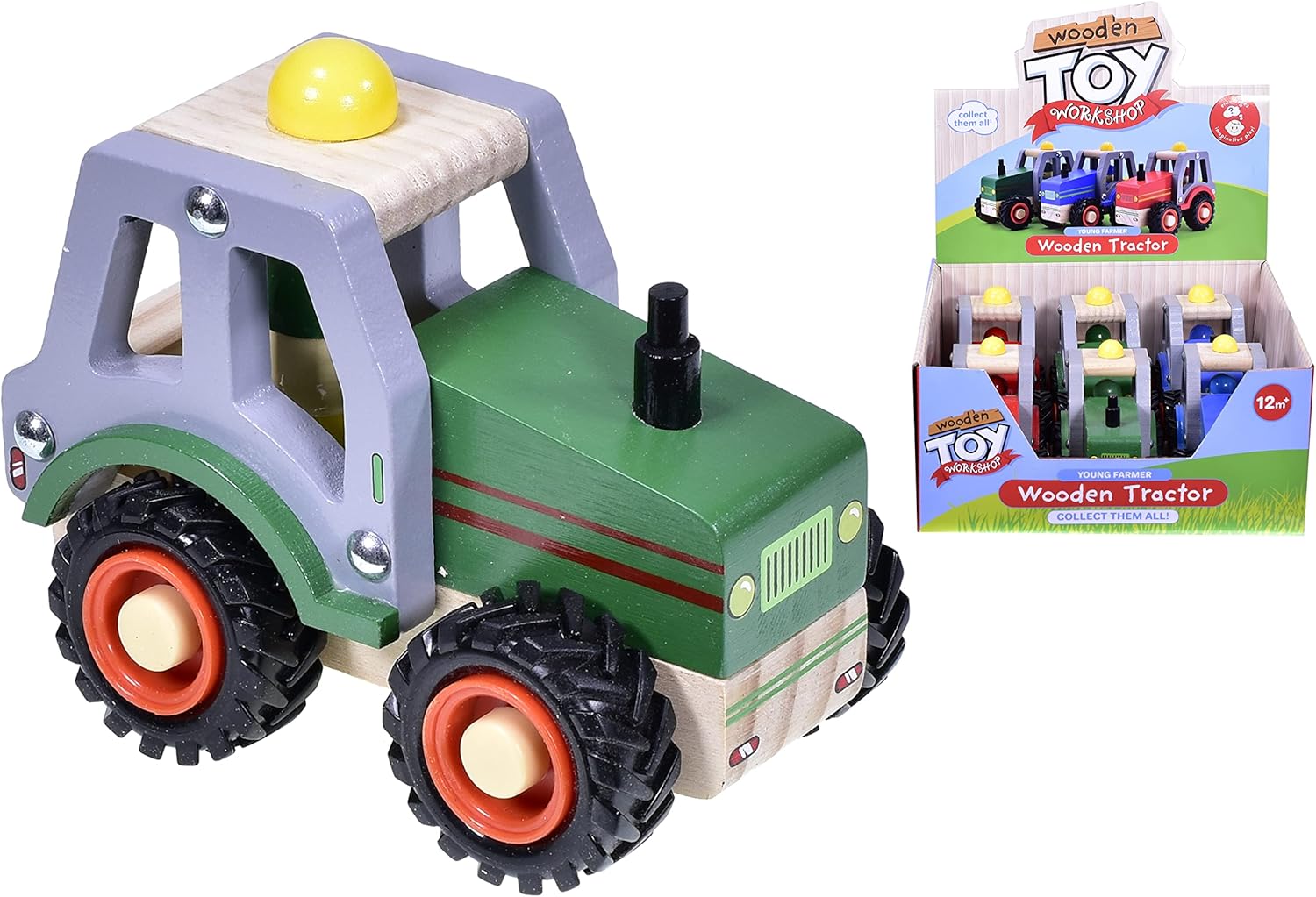 WOODEN TOY WORKSHOP TY6501 WOODEN PUSH ALONG TRACTOR (ASSORTMENT, ONE SUPPLIED AT RANDOM)