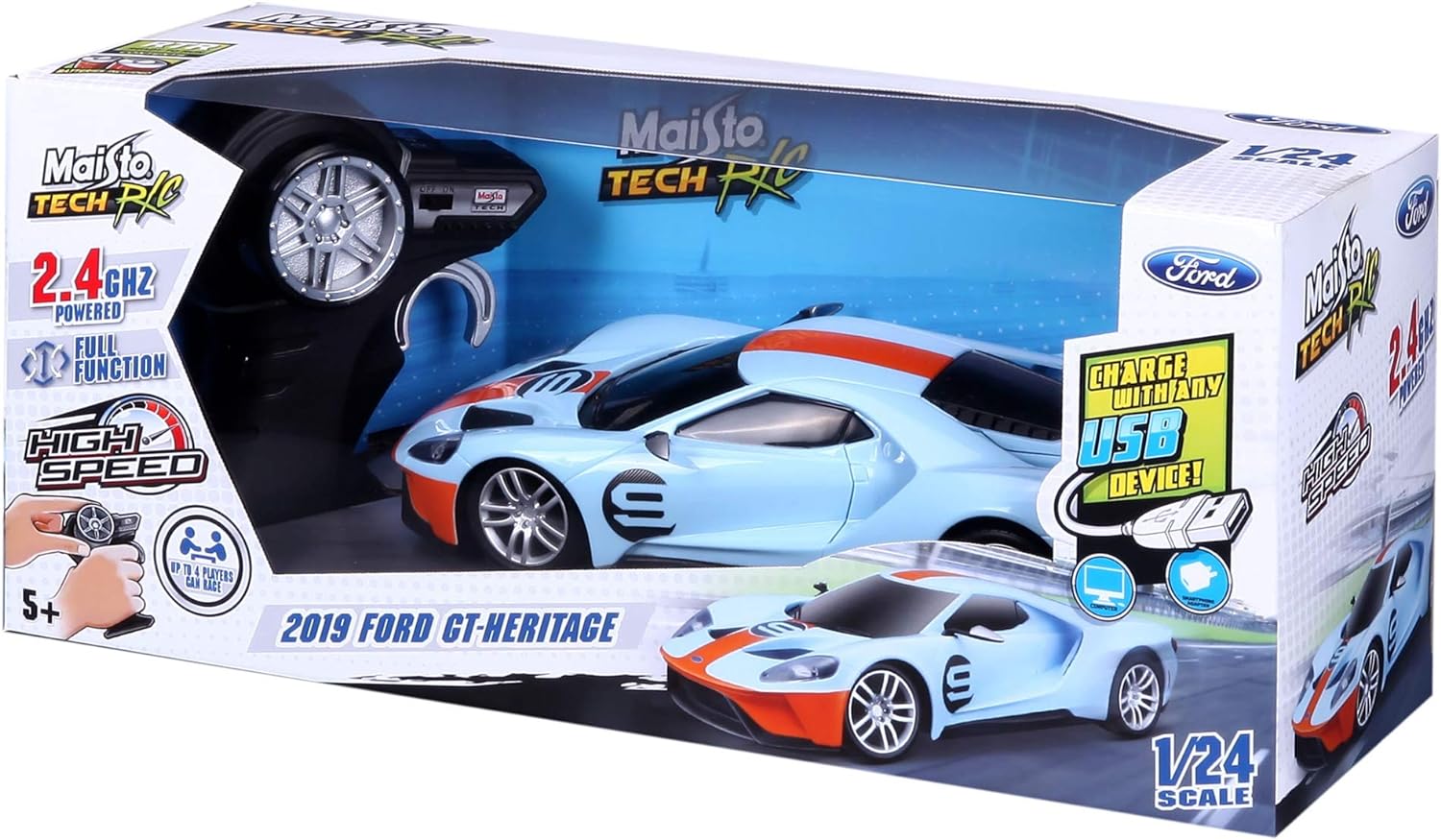 MAISTO 82335 TECH R/C 2019 FORD GT HERITAGE RADIO CONTROL CAR