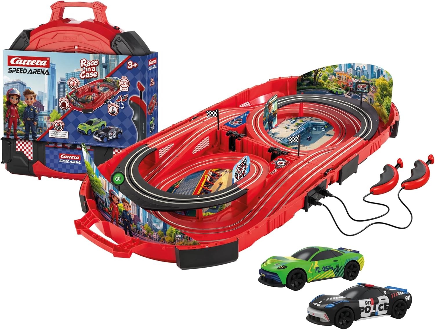 CARRERA SPEED ARENA POLICE CHASE RACE IN CASE RACE TRACK