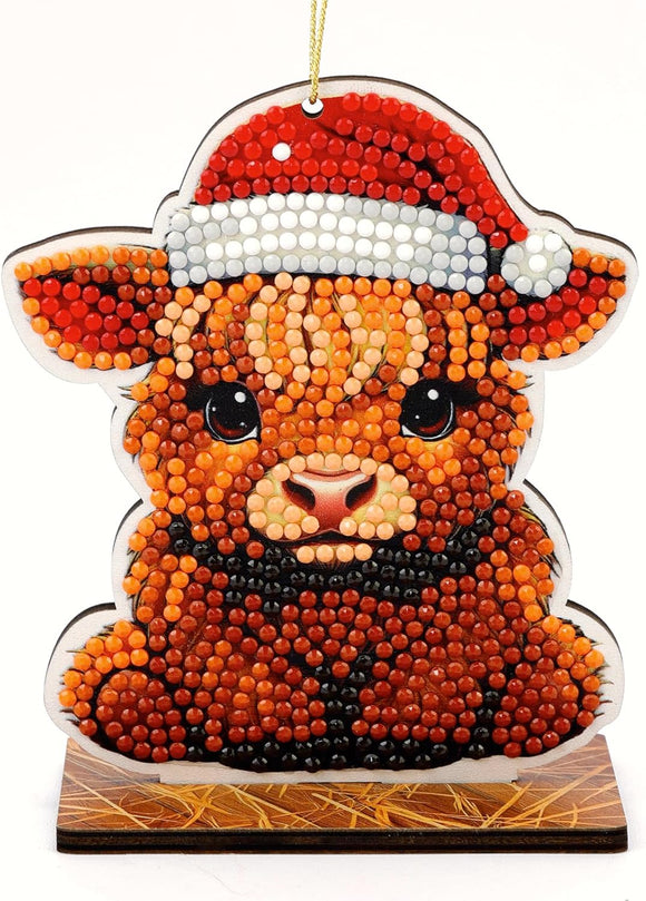 CRAFT BUDDY CHRISTMAS HIGHLAND COW HANGING DECORATION CRYSTAL ART BUDDIES