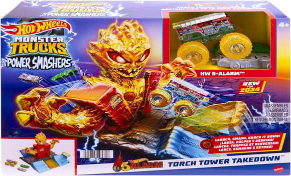 HOT WHEELS HTP39 MONSTER TRUCKS POWER SMASHERS 5 ALARM TORCH TOWER TAKEDOWN