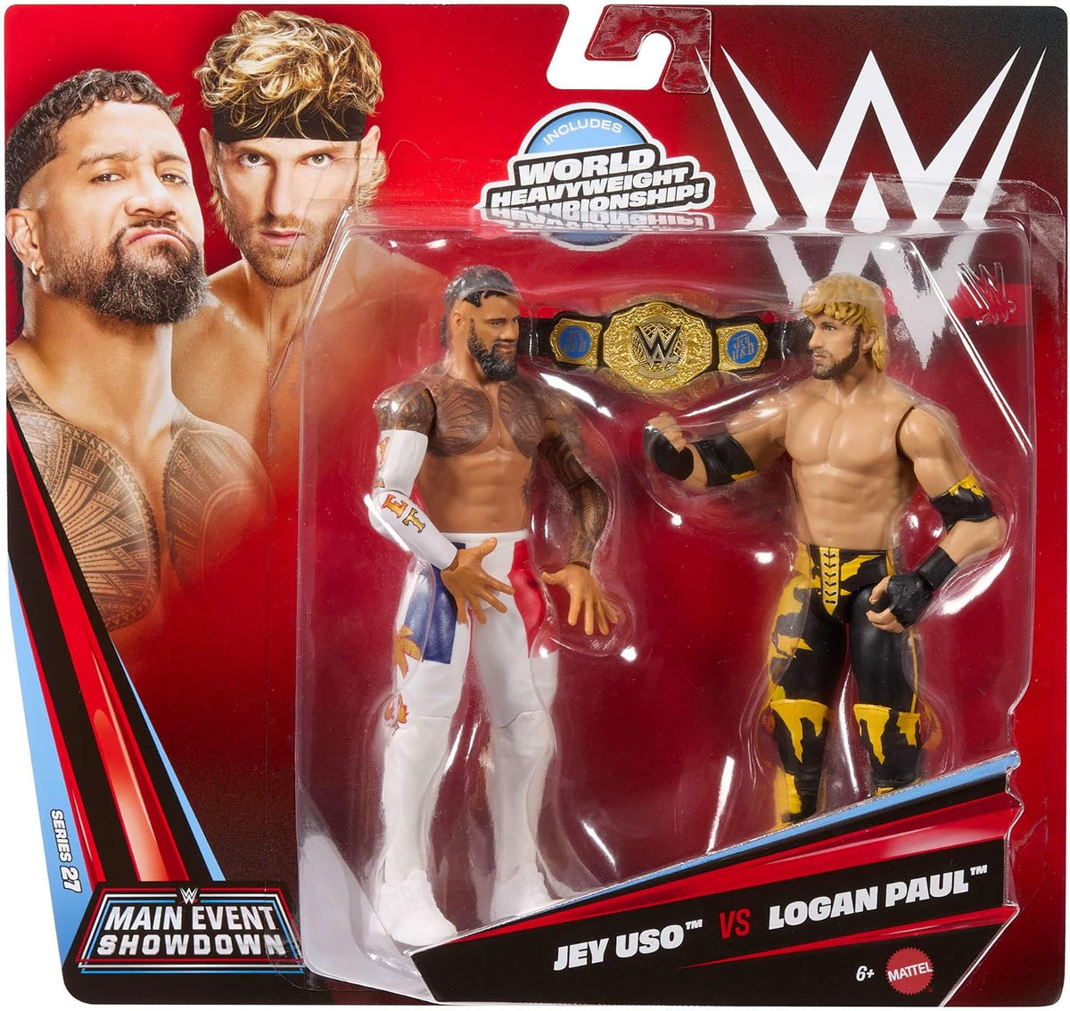 WWE JHJ63 MAIN EVENT JEY USO VS LOGAN PAUL 2 FIGURE PACK