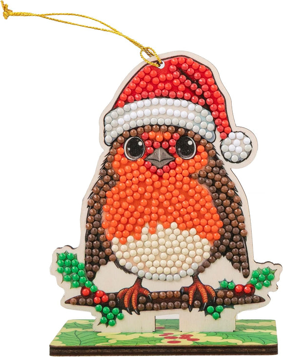 CRAFT BUDDY CHRISTMAS ROBIN HANGING DECORATION CRYSTAL ART BUDDIES