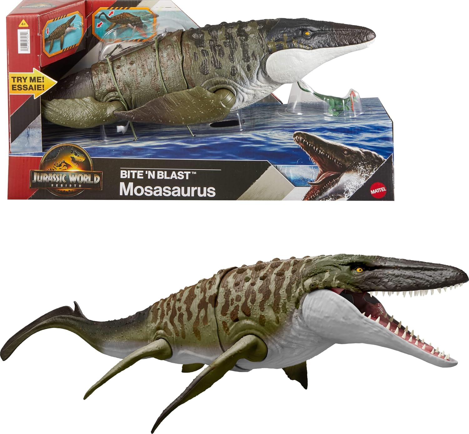 JURASSIC WORLD REBIRTH JCH00 BITE N BLAST MOSASAURUS