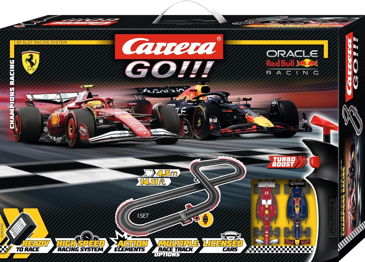 CARRERA GO! CHAMPIONS RACING FORMULA 1 1:43 SCALE SLOT CAR RACE TRACK