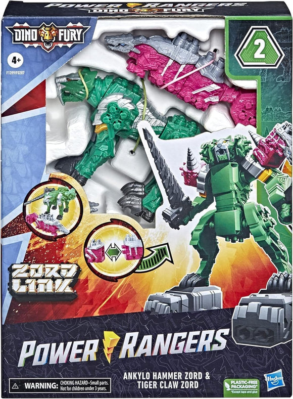 POWER RANGERS DINO FURY ANKYLO HAMMER ZORD & TIGER CLAW ZORD