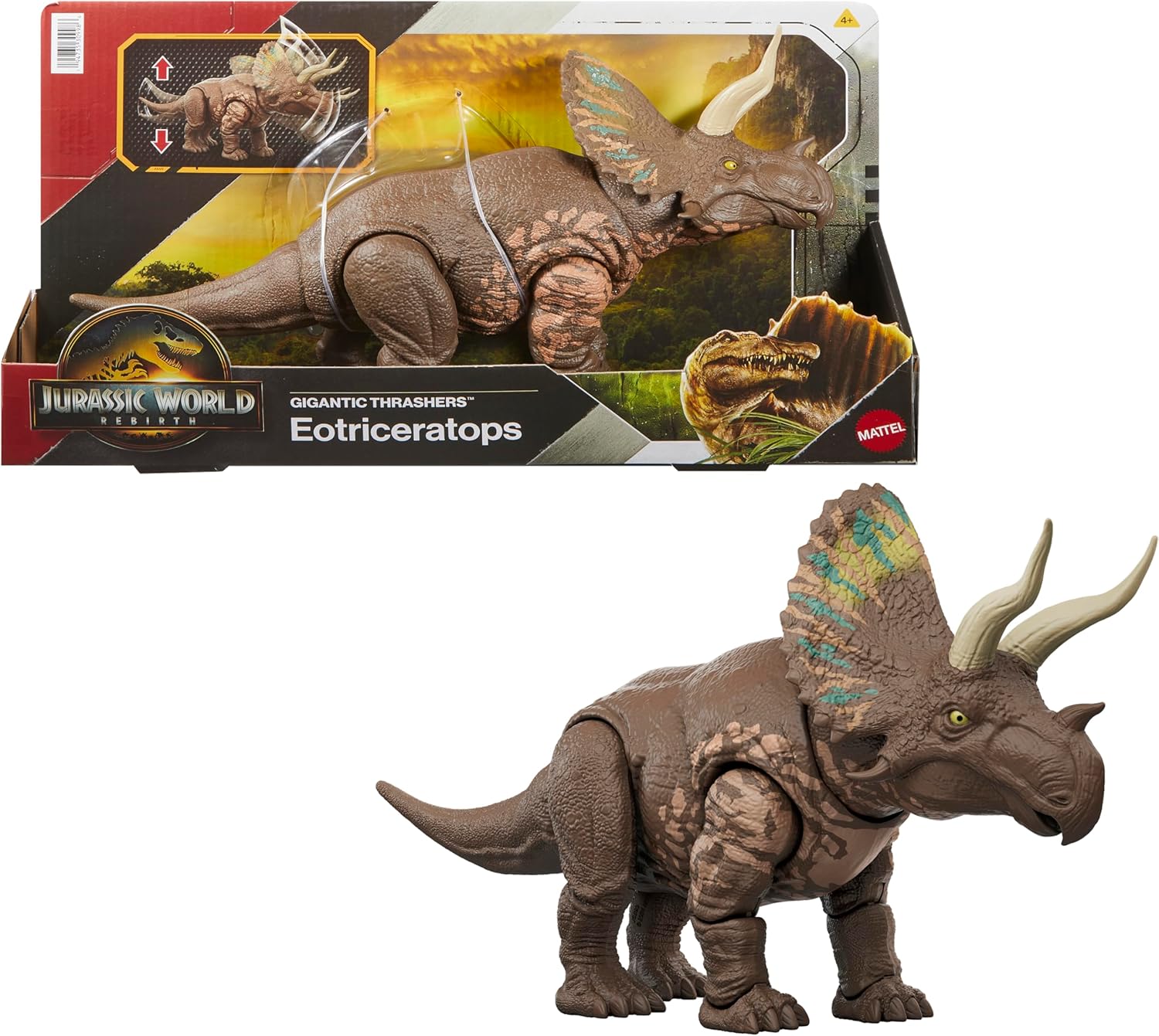 JURASSIC WORLD REBIRTH JGB93 GIGANTIC THRASHERS EOTRICERATOPS