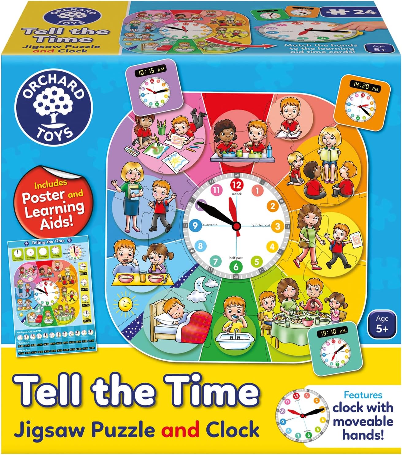 ORCHARD TOYS 801 TELL THE TIME JIGSAW AND CLOCK