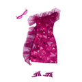 BARBIE HRH36 FUSHIA PINK RUFFLE HEART PRINT DRESS WITH SUNGLASSES AND HEELS