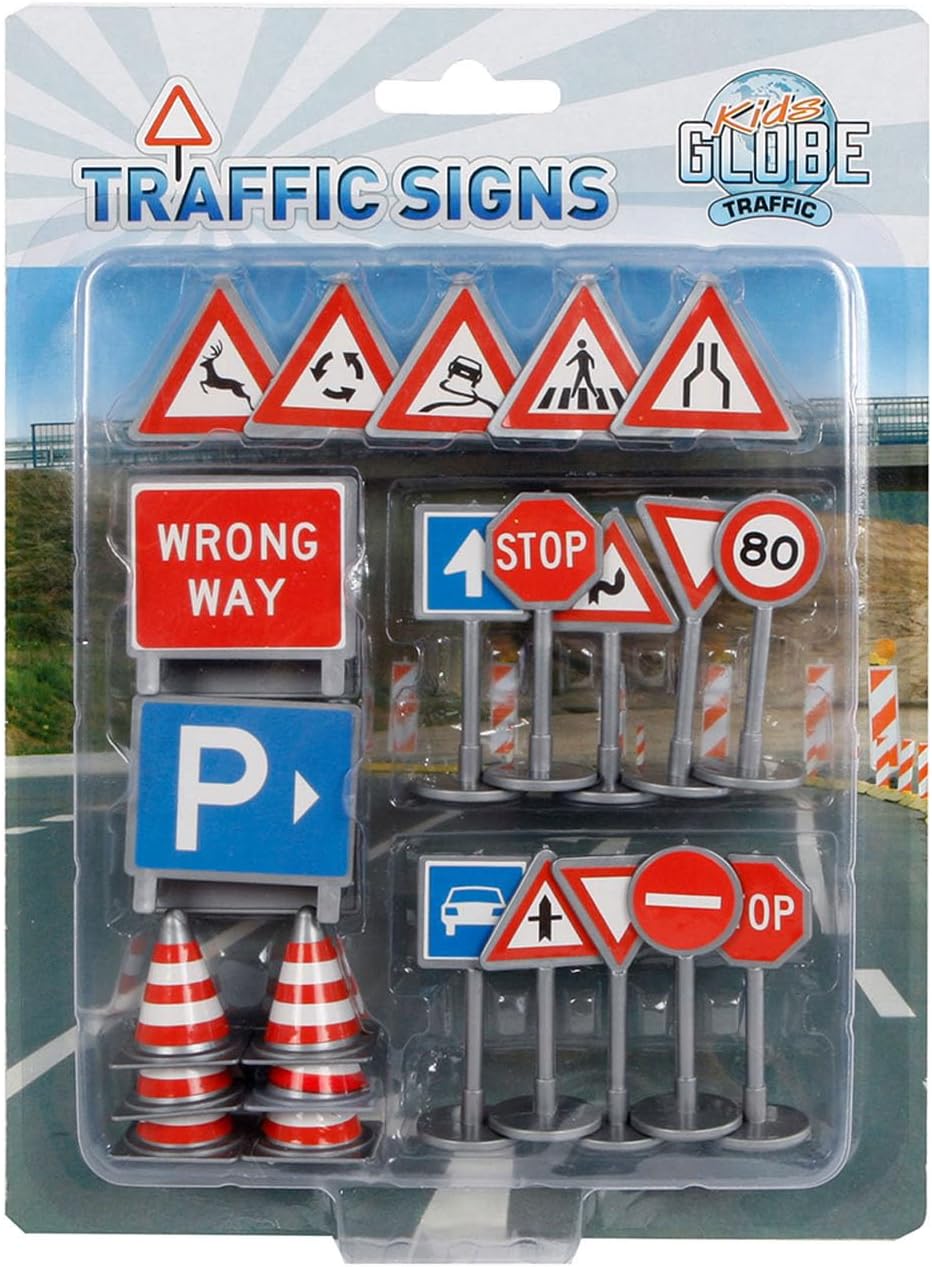 KIDS GLOBE 0280 TRAFFIC SIGNS 25 PACK