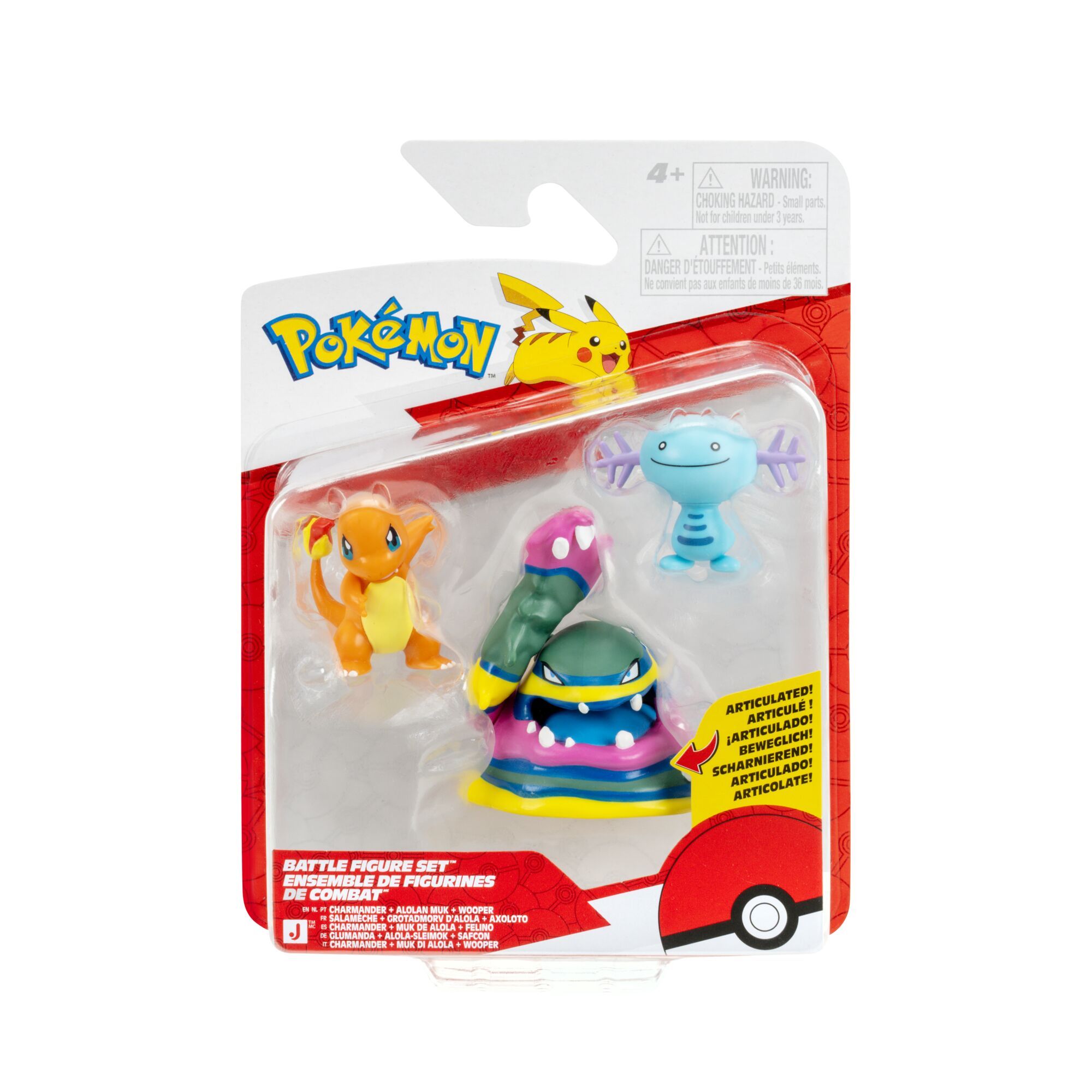 POKEMON PKW4557 CHARMANDER+ALOLAN MUK+WOOPER BATTLE  FIGURE SET