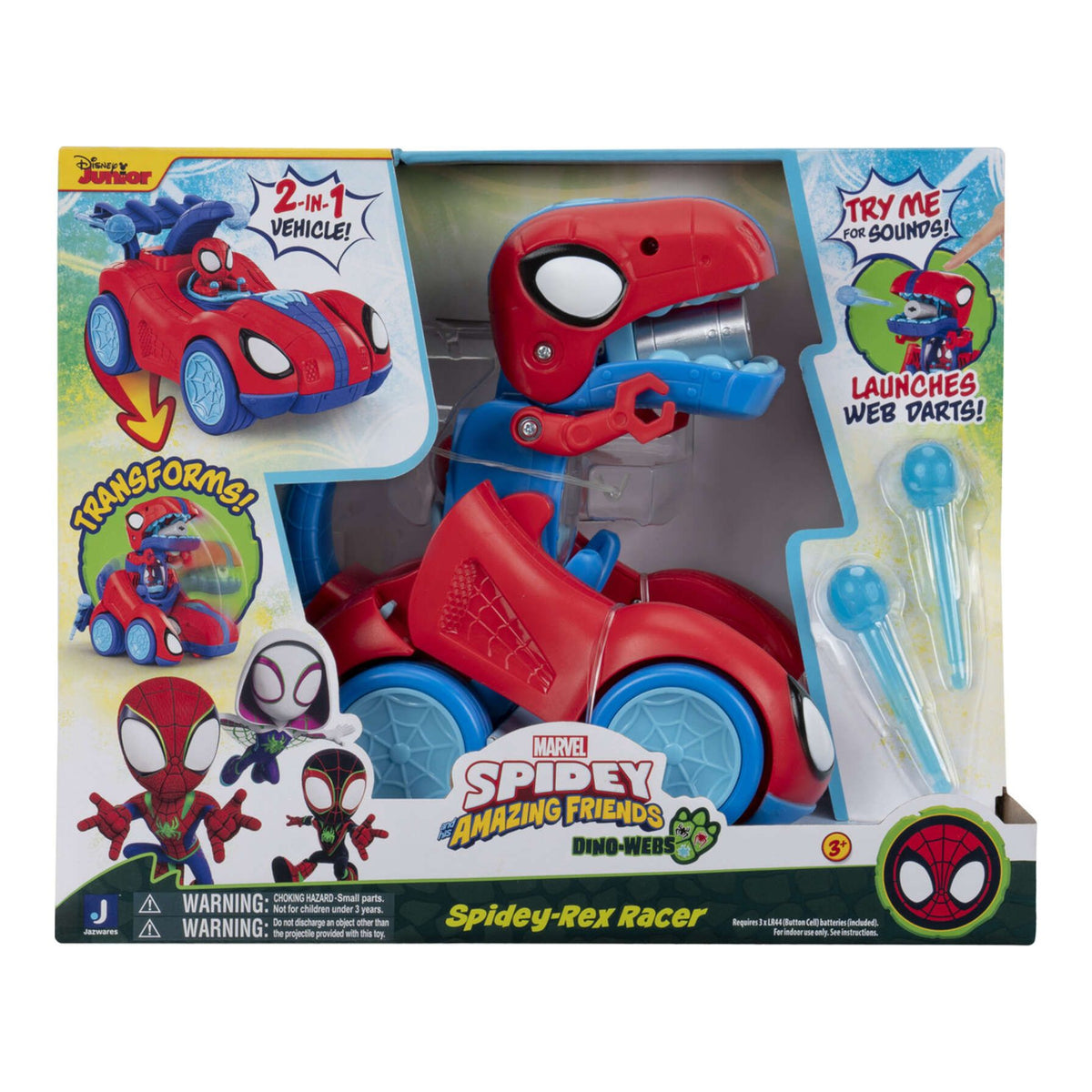 MARVEL SPIDEY AND HIS AMAZING FRIENDS SNF0350 SPIDEY-REX RACER DINO WEBS