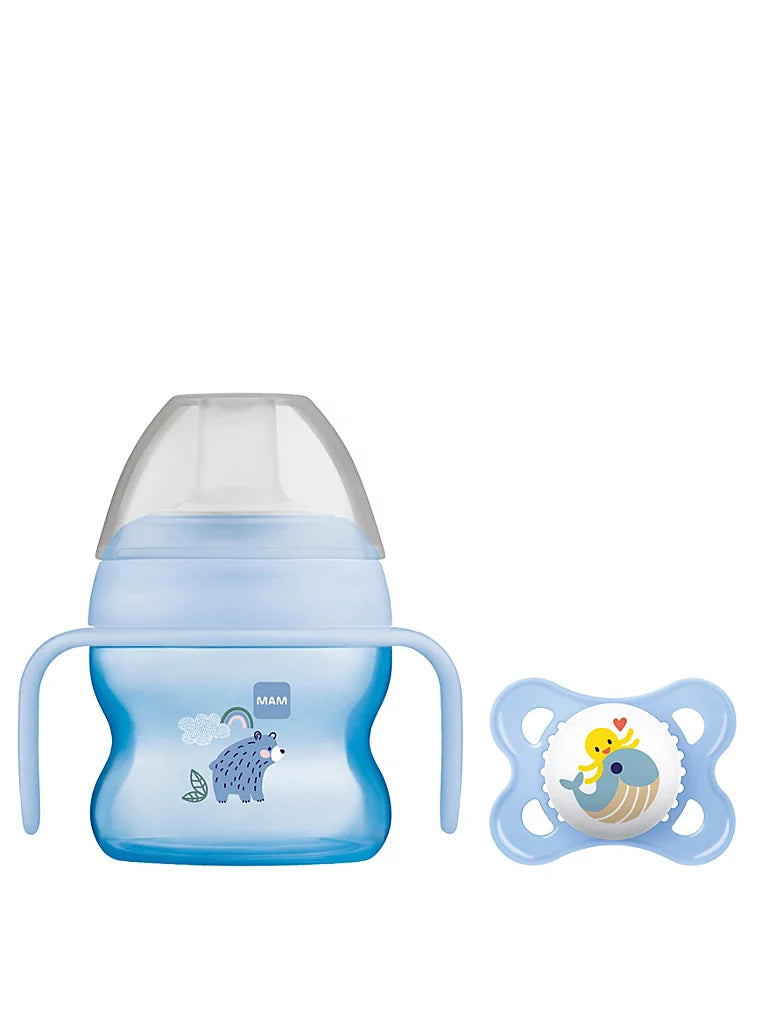 MAM Starter Cup 4m+ with Handles and Soother- Blue