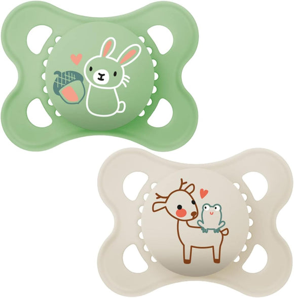 MAM Original Pure Soother 2 Pack 2-6m+ Green/Beige