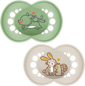 MAM Original Pure Soother 2 Pack 6m+ Green/Beige