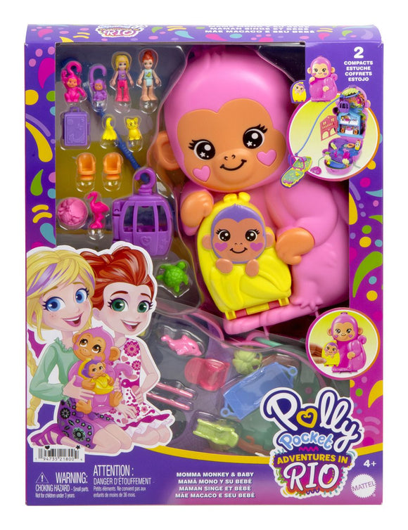 POLLY POCKET HWP04 MOMMA MONKEY & BABY ADVENTURES IN RIO PLAYSET