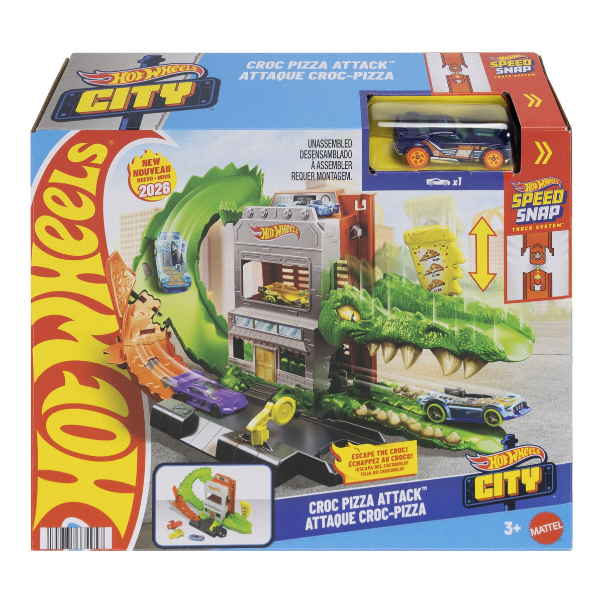 HOT WHEELS JHL93 CROC PIZZA ATTACK PLAYSET