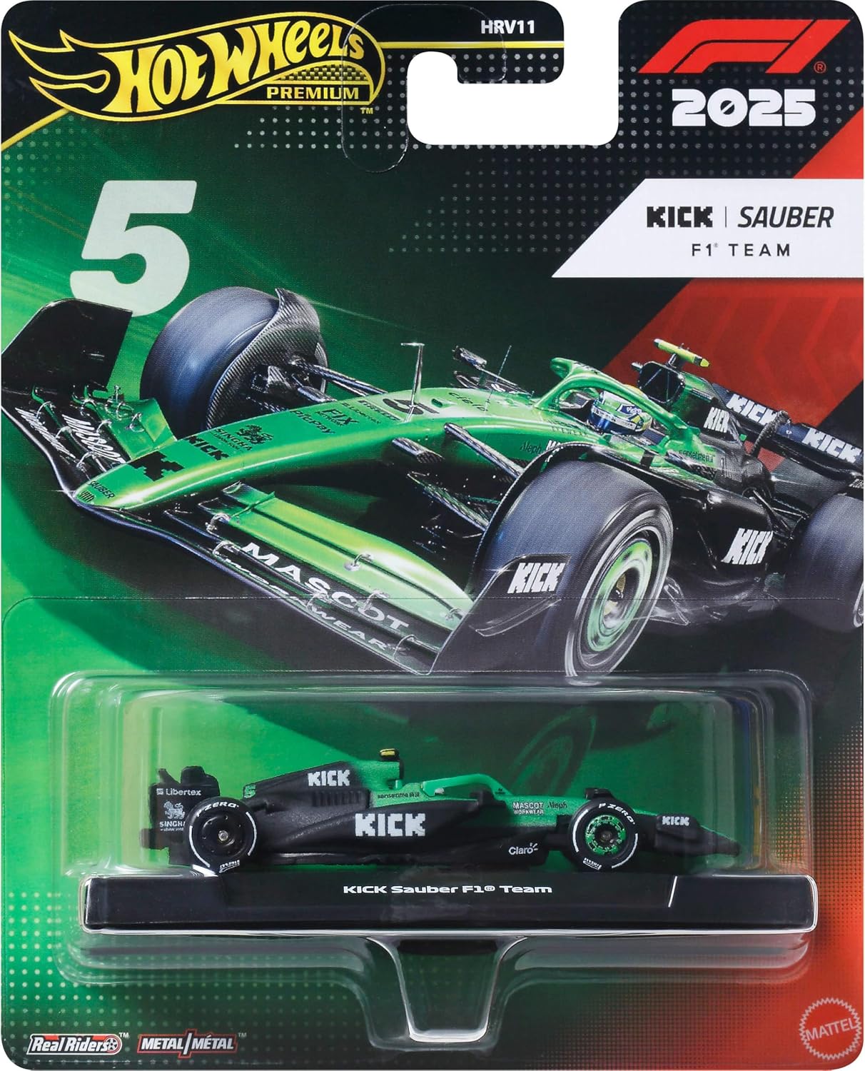 HOT WHEELS JKD89 F1 KICK SAUBER F1 TEAM NO 5 GABRIEL BORTOLETO 2025 1:64 SCALE CAR