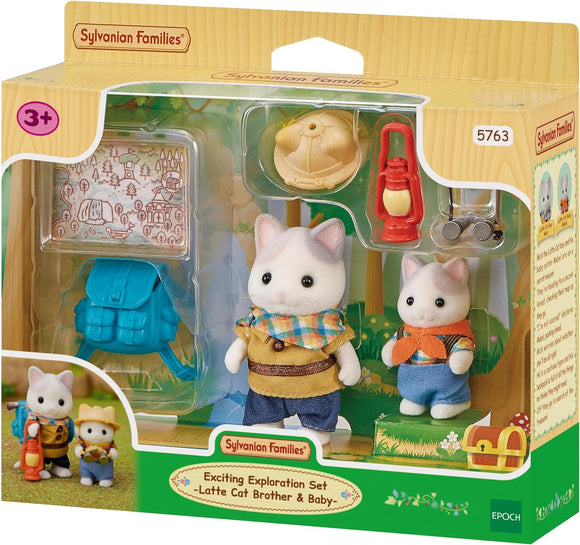 SYLVANIAN 5763 EXCITING EXPLORATION SET LATTE CAT BROTHER AND BABY