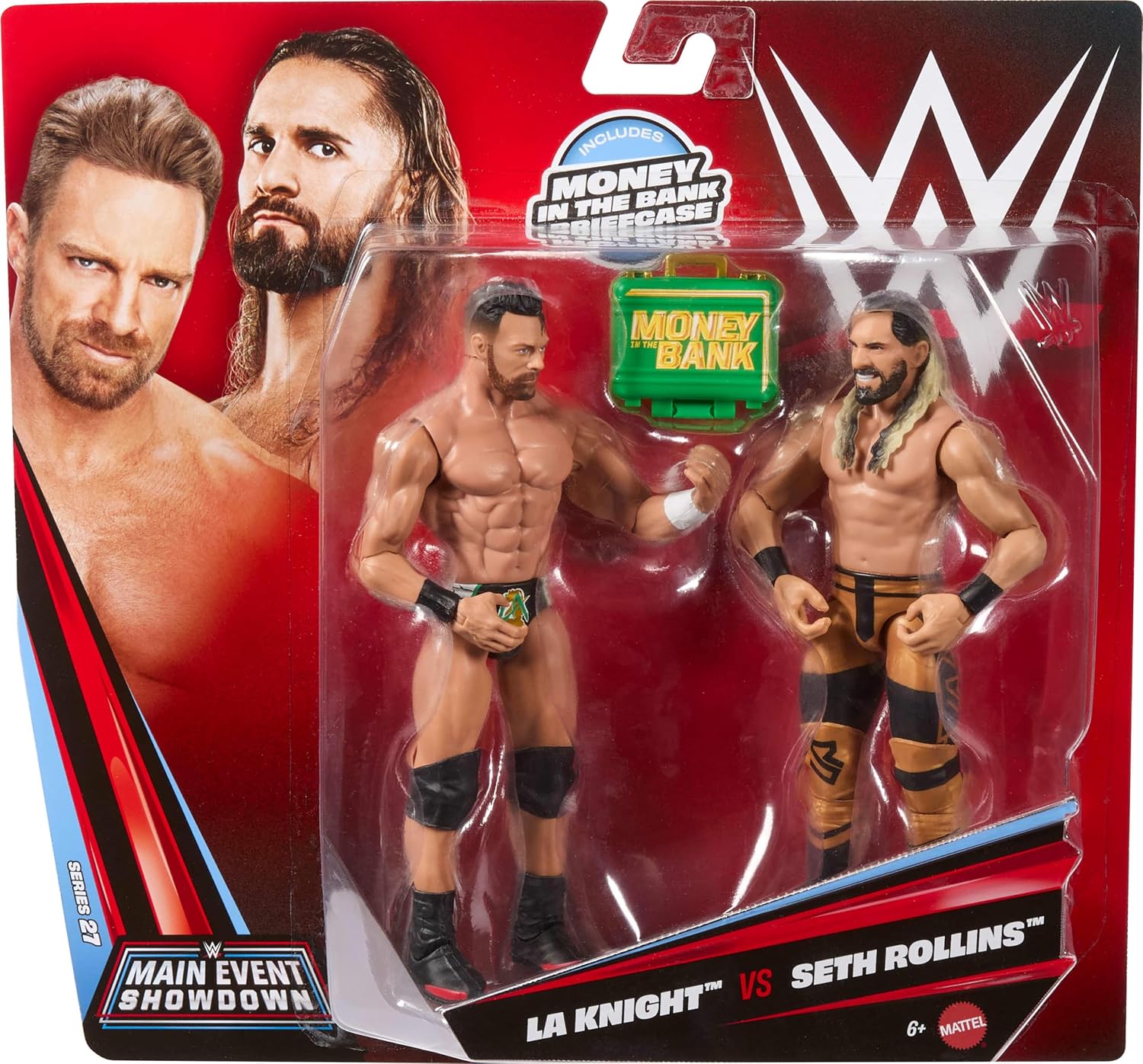 WWE JHJ64 MAIN EVENT LA KNIGHT VS SETH ROLLINS 2 FIGURE PACK