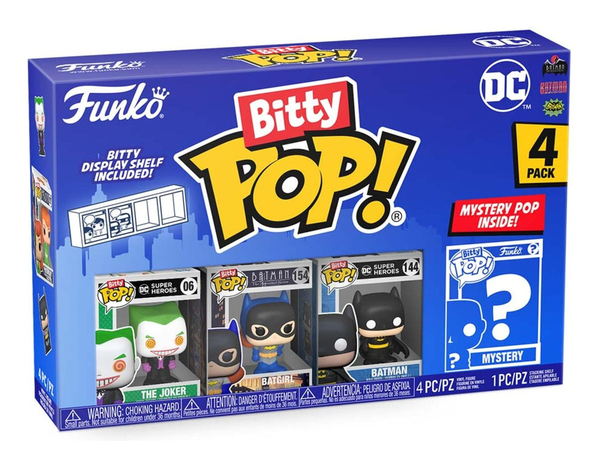 FUNKO BITTY POP! DC BATMAN -THE JOKER, BATGIRL, BATMAN+ MYSTERY FIGURE 4 PACK