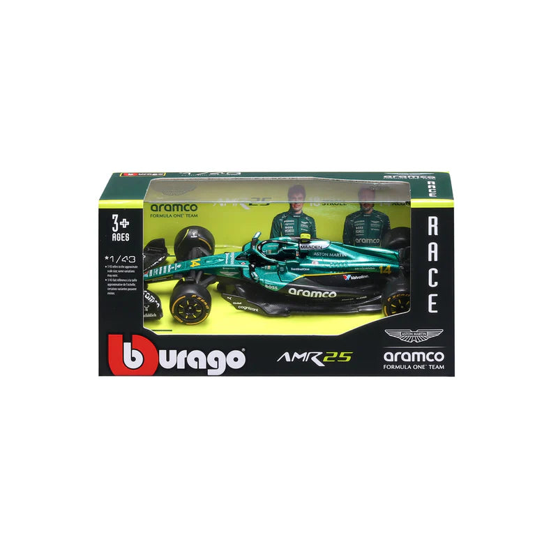 4 BURAGO 60039C NO14 ASTON MARTIN AMR25 2025 ALONSO F1 CAR 1/43RD SCALE