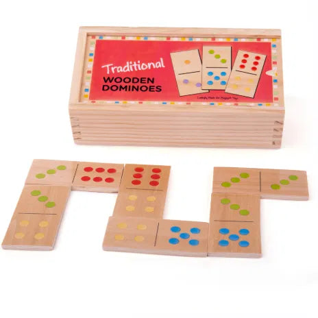 BIGJIGS BJ784 TRADITIONAL WOODEN DOMINOES COLOUR SPOT
