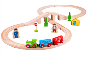 BIGJIGS BJT012 WOODEN RAILWAY FIGURE OF EIGHT TRAIN SET