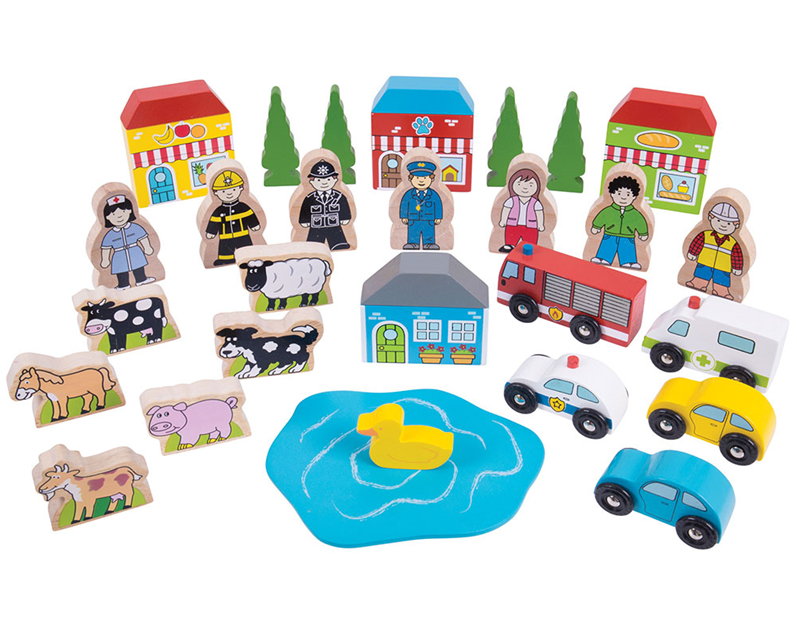 BIGJIGS BJT054 WOODEN RAILWAY TRACKSIDE EXPANSION SET