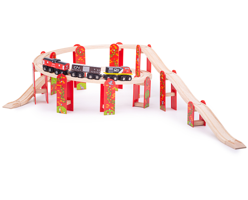 BIGJIGS BJT121 WOODEN RAILWAY HIGH LEVEL EXPANSION SET