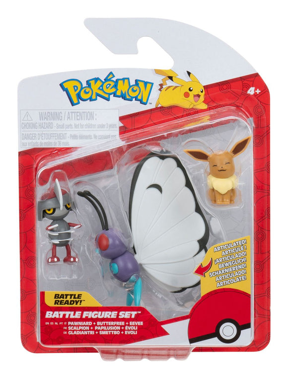 POKEMON PKW3737 PAWNIARD+BUTTERFREE+EEVEE BATTLE FIGURE SET