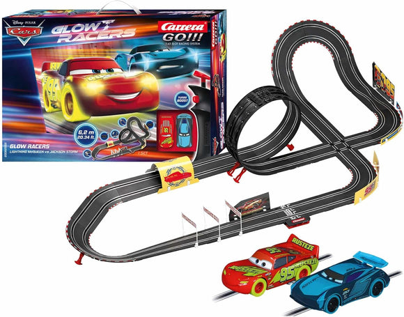 CARRERA GO! DISNEY CARS 1:43 SCALE GLOW RACERS SLOT CAR RACE TRACK