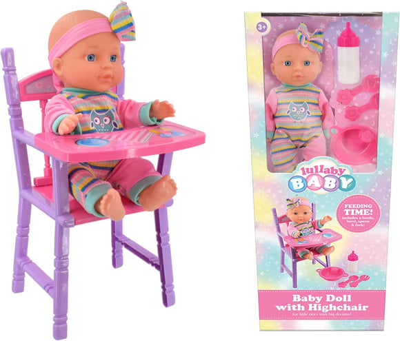 LULLABY BABY 2160 BABY DOLL WITH HIGHCHAIR AND ACCESSORIES