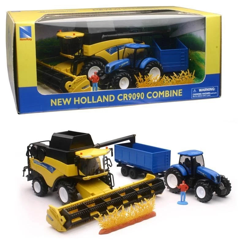 ** SALE £10 OFF ** NEWRAY 09613 NEW HOLLAND TRACTOR AND COMBINE SET 1/32ND SCALE
