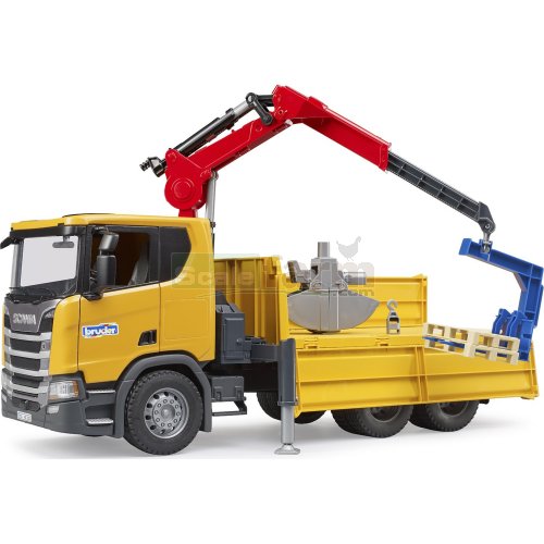 BRUDER 03551 SCANIA SUPER 560R CONSTRUCTION TRUCK WITH CRANE AND PALLETS