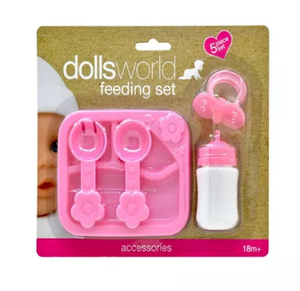 DOLLS WORLD 78616 FEEDING SET DOLLS 5 PIECE ACCESSORIES SET